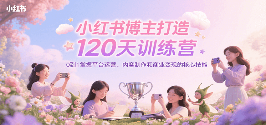 小红书博主打造120天训练营，0到1掌握平台运营、内容制作和商业变现-生财