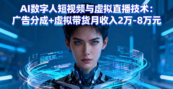 AI数字人短视频与虚拟直播技术：广告分成+虚拟带货月收入2万-8万元-生财