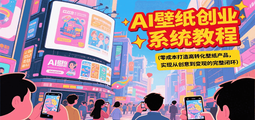 AI壁纸创业系统教程，零成本打造高转化壁纸产品，实现从创意到变现的完整闭环-生财