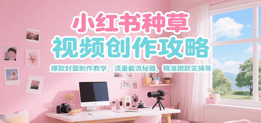 小红书种草视频创作攻略，爆款封面制作教学 ，流量截流秘籍 ，精准跟款实操等-生财