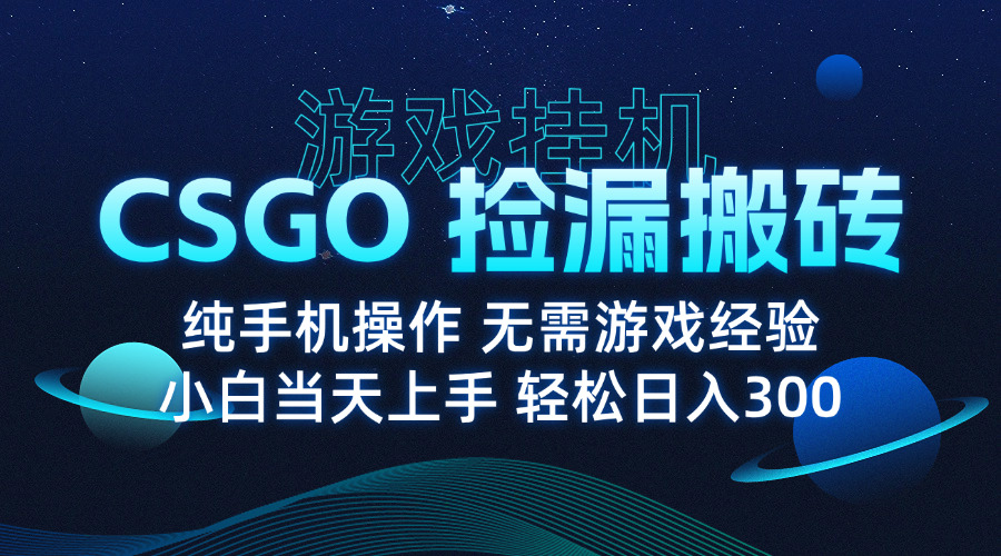 8月最新游戏搬砖,CSGO纯挂机,不需要玩游戏,实现真挂机,月入1W+-生财