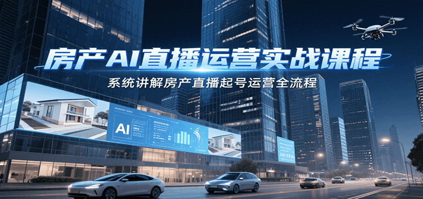 房产AI直播运营实战课程,系统讲解房产直播起号运营全流程-生财