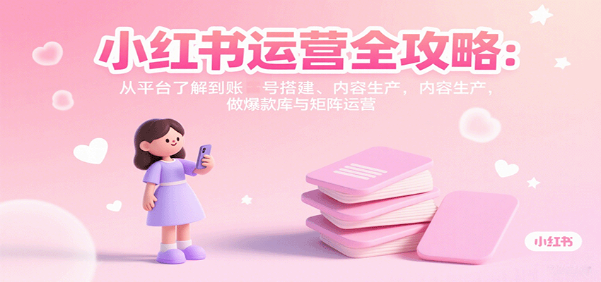 小红书运营全攻略：从平台了解到账号搭建、内容生产，做爆款库与矩阵运营-生财