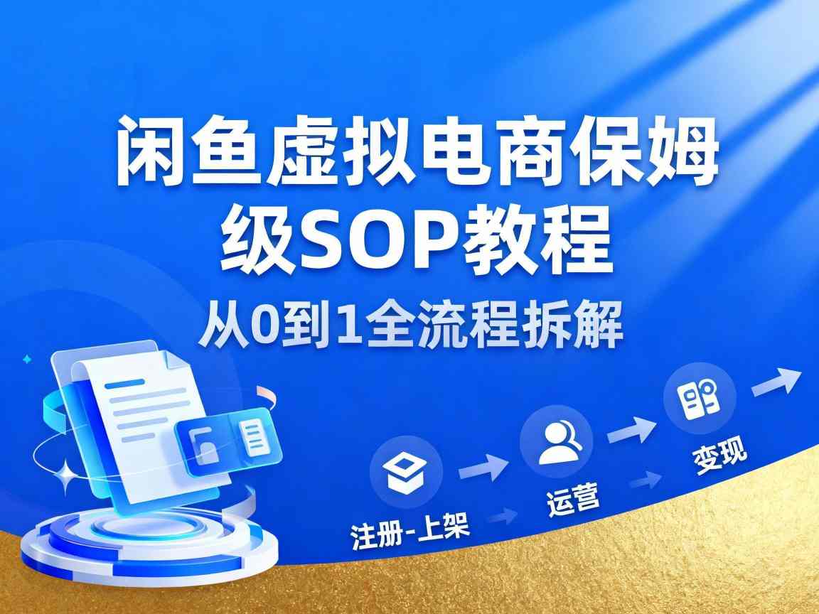 闲鱼虚拟电商,月入轻松过1W,保姆级SOP教程-生财