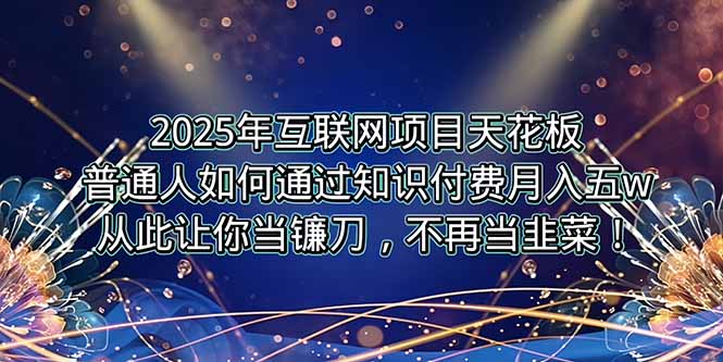 2025年互联网项目天花板，普通人如何通过卖项目实现逆风翻盘，月入5W＋！-生财
