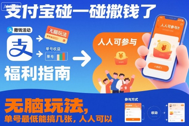 支付宝碰一碰撒钱了,无脑玩法,单号最低能搞几张,人人可以撸【揭秘】-生财