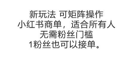 可矩阵操作，小红书商单新玩法，适合所有人，无需粉丝门槛，1粉丝也可以接单-生财