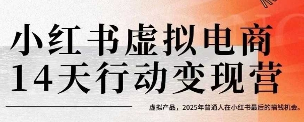 小红书虚拟电商14天变现训练营,虚拟产品,2025年普通人在小红书最后的搞钱机会(更新)-生财