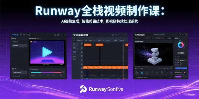 Runway全栈视频制作课:AI视频生成,智能剪辑技术,影视级特效处理系统-生财
