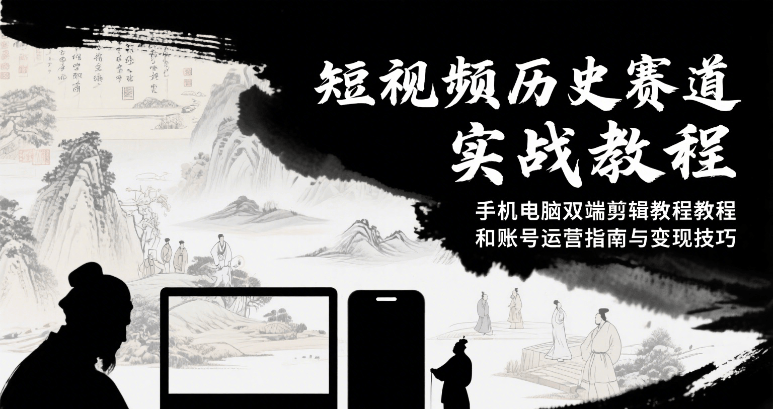 短视频历史赛道实战教程，手机电脑双端剪辑教程和账号运营指南与变现技巧-生财