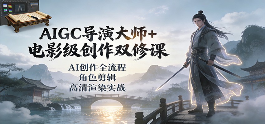 AIGC导演大师+电影级创作双修课：AI创作全流程、角色剪辑、高清渲染实战-生财