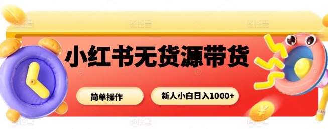 小红书无货源带货项目，简单无脑，新人小白日入多张-生财