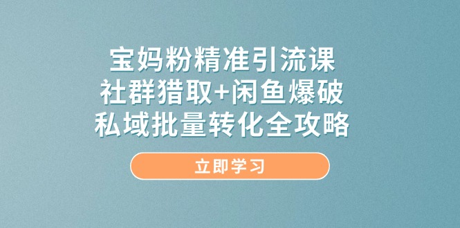 宝妈粉精准引流课，社群猎取+闲鱼爆破，私域批量转化全攻略-生财