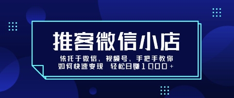 推客微信小店依托于微信、视频号,手把手教你如何快速变现 轻松日入1k+【揭秘】-生财