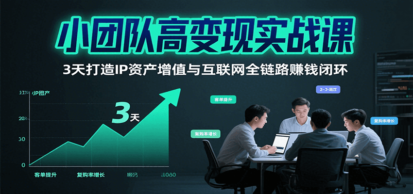 小团队高变现实战课，3天打造IP资产增值与互联网全链路赚钱闭环(第二期)-生财