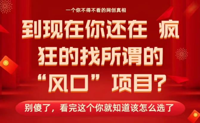 马上26年了,你还在找所谓的风口项目?别傻了,看完这个你全都懂了!【揭秘】-生财
