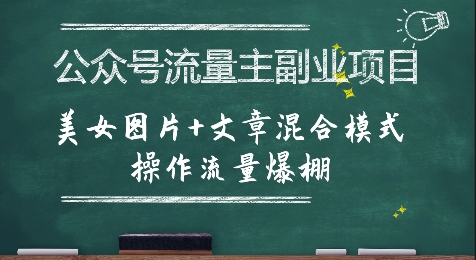 公众号流量主副业项目,美女图片+文章混合模式操作流量爆棚-生财