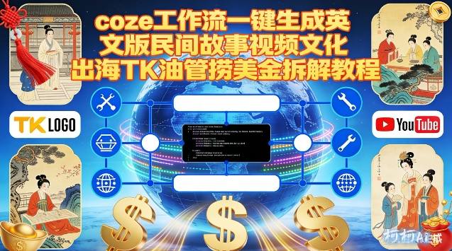 Coze扣子工作流一键生成英文版民间故事视频，文化出海TK油管捞美金拆解教程-生财