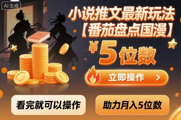 小说推文最新玩法，助力月入5位数【番茄盘点国漫】玩法，看完就可以操作-生财