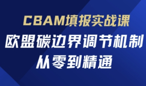 CBAM填报实战课，欧盟碳边界调节机制，从零到精通-生财