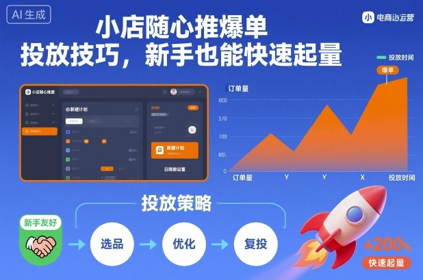 小店随心推爆单投放技巧，新手也能快速起量-生财