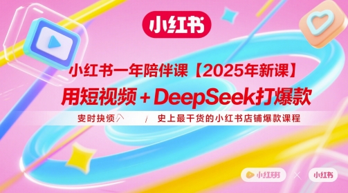 小红书一年陪伴课【2025年新课】，用短视频+deepSeek打爆款，史上最干货的小红书店铺爆款课程-生财