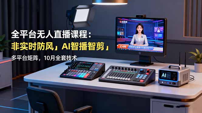 全平台无人直播课程:非实时防风+AI智播智剪+多平台矩阵,10月全套技术-生财